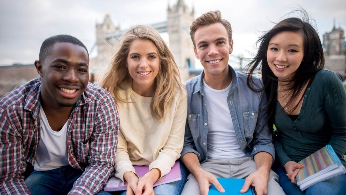 Multi-ethnic group of students looking very happy
